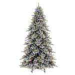 9' x 64" Flocked Bavarian Pine Artificial Pre-Lit Christmas Tree Colored Lights