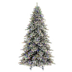 7.5' x 59" Flocked Bavarian Pine Artificial Pre-Lit Xmas Tree Colored Lights.