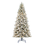 7.5' x 46" Flocked Jackson Pine Artificial Pre-Lit Xmas Tree Warm White Lights.