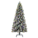 6.5' x 42" Flocked Jackson Pine Artificial Pre-Lit Xmas Tree Colored Lights.