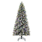 9' x 51" Flocked Jackson Pine Artificial Pre-Lit Christmas Tree Colored Lights.