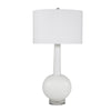 Benzara Glass Table Lamp with Narrow Neck and Round Base, White