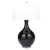 Benzara Glass Table Lamp with Pot Bellied Support and Round Base, White
