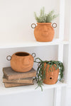 Kalalou H3319 Set of Three Funky Face Clay Planters