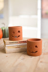 Terracotta Jack-O-Lantern – 4 Inch Height, Cylindrical Halloween Luminaries, 6 Pieces
