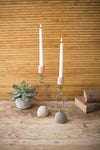 Kalalou H3648 Set of Two Wire Angel Taper Candle Holders on Rock Bases