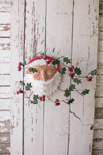 Kalalou H3664 Painted Clay Santa Wall Hanging Holly