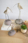 Kalalou H3668 Set of Three Painted Clay Shore Birds on Rock Bases