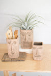 Kalalou H3726 Set of Three Square Clay Face Planters
