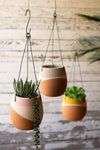 Kalalou H3800 Set of Three Color Dipped Hanging Clay Pots