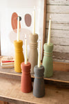 Kalalou H3812 Set of Five Colorful Clay Taper Holders