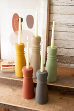 Kalalou H3812 Set of Five Colorful Clay Taper Holders