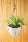 Kalalou H3823 Hanging White Clay Pot with Copper Wire Trellis Top