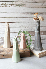 Kalalou H3838 Set of Four Clay Face Flower Vases