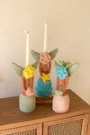 Kalalou H3863 Set of Three Painted Clay Flower Angel Taper Candle Holders