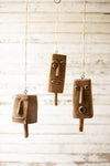 Kalalou H3883 Set of Three Clay Face Hanging Bells