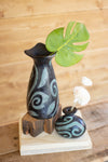 Kalalou H3894 Set of Two Black And Turquoise Lenca Vases
