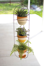 Kalalou H3944 Hanging Triple Clay and Wire Planter