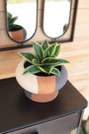 Kalalou H4040 Clay Triple Stripe Planter - Low Round