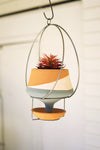 Kalalou H4046 Triple Stripe Hanging Funnel Clay Planter with Wire Hanger