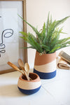 Kalalou H4065 Set of Two Blue Natural and Cream Pots