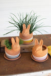 Kalalou H4072 Set of Three Clay Bunny Planters
