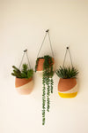 Kalalou H4077 Set of Three Clay Wall Pocket Planters With Wire Hangers