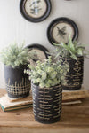 Kalalou H8452 Set of Three Black and White Clay Planters