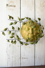 Kalalou H8465 Wall Hanging Wind Blown Sun Face with Clay Leaves