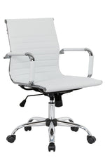 LeisureMod Harris Ribbed Design Leatherette Office Chair