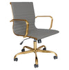 LeisureMod Harris Ribbed Design Leatherette Office Chair With Gold Frame
