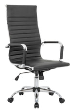 LeisureMod Harris High-Back Ribbed Design Leatherette Office Chair