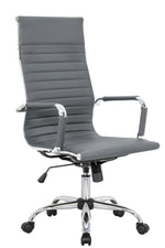 LeisureMod Harris High-Back Ribbed Design Leatherette Office Chair