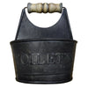 Benzara Iron Toilet Caddy with Wooden Handles and Toilette Front, Dark Gray
