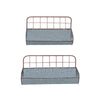 Benzara I305-HGM016 Galvanized Metal Wall Iron Shelves With Wired Back, Set of 2, Gray