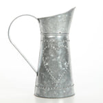 Benzara Galvanized Metal Pitcher with Embossed Design, Gray
