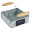 Benzara Galvanized Metal Napkin Holder with Wooden Handle, Gray