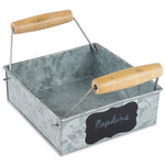 Benzara Galvanized Metal Napkin Holder with Wooden Handle, Gray