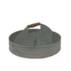 Benzara Galvanized Serving Tray with Wood Handle and 4 Compartments, Gray