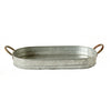 Benzara Galvanized Oblong Metal Tray with Ear Handles, Gray