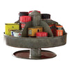 Benzara Galvanized Lazy Susan Organizer with 6 Pockets, Gray