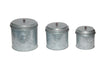 Benzara Galvanized Metal Lidded Canister with Ball Knob, Set of 3, Gray