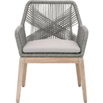 Benzara Intricate Rope Weave Arm Chair with Removable Cushion, Set of 2, Gray