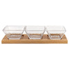 Badash B25 Hostess Set - 4 pc With 3 Glass Condiment or Dip Bowls on a Wood Tray