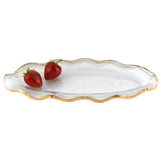 Badash F3022 Hand Decorated Gold Leaf Edge Wavy Oval  Glass 14 x 7