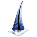 Badash GW545 Murano Style Art Glass 13" Blue Sailboat