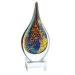 Badash GW612 Firestorm Murano Style Art Glass 11" Teardrop on Crystal Base