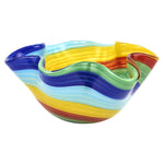 Badash GW625 Rainbow Wavy Murano Style Art Glass 8" Bowl