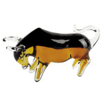 Badash J409 Murano Style Amber Art Glass Bull L8xh4"