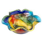 Badash J521 Stormy Rainbow Murano Style Art Glass Floppy 8.5 " Centerpiece Bowl